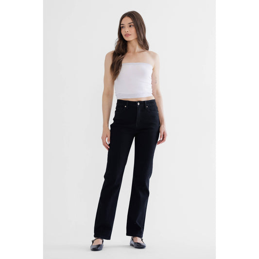 MICA MISTI BLACK HIGH RISE STRAIGHT LEG JEANS