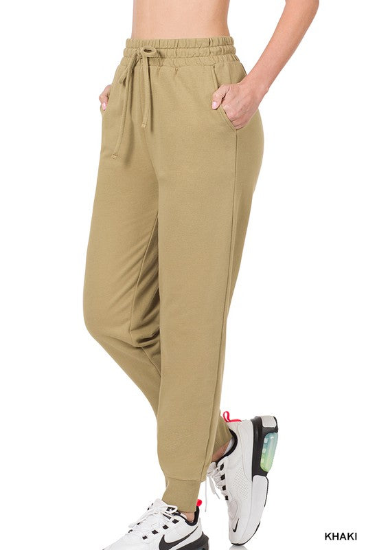 French Terry Jogger Pants W/Side Pockets