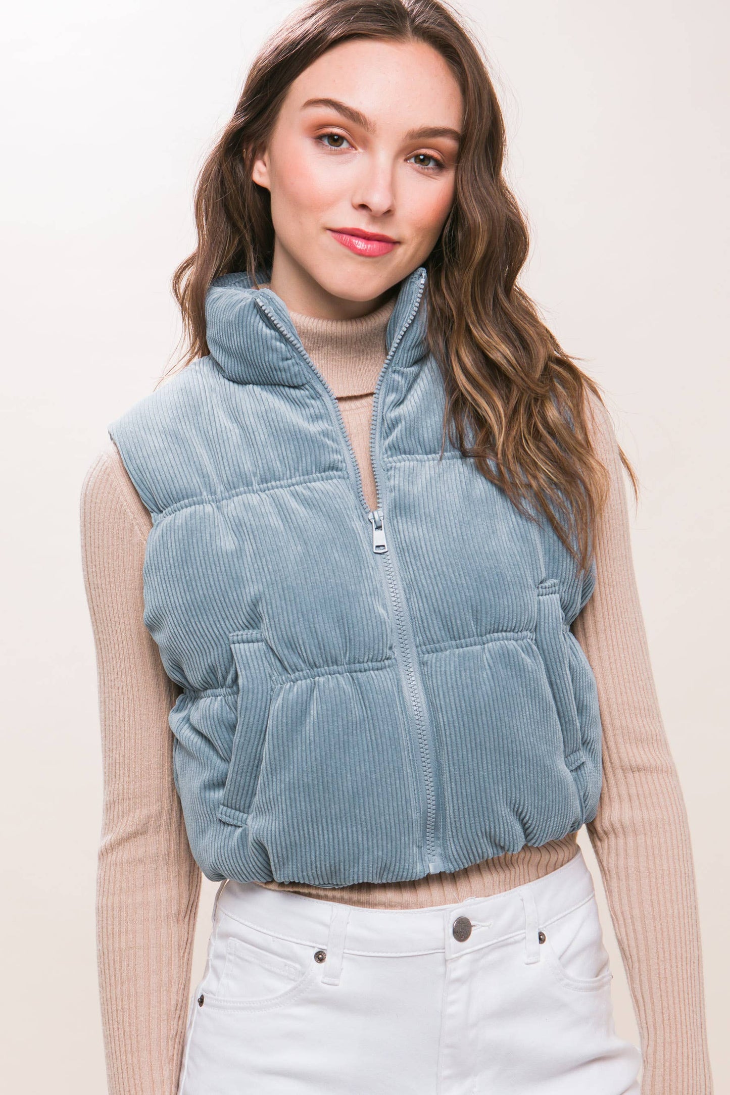 KORA CROPPED CORDUROY PUFFER VEST