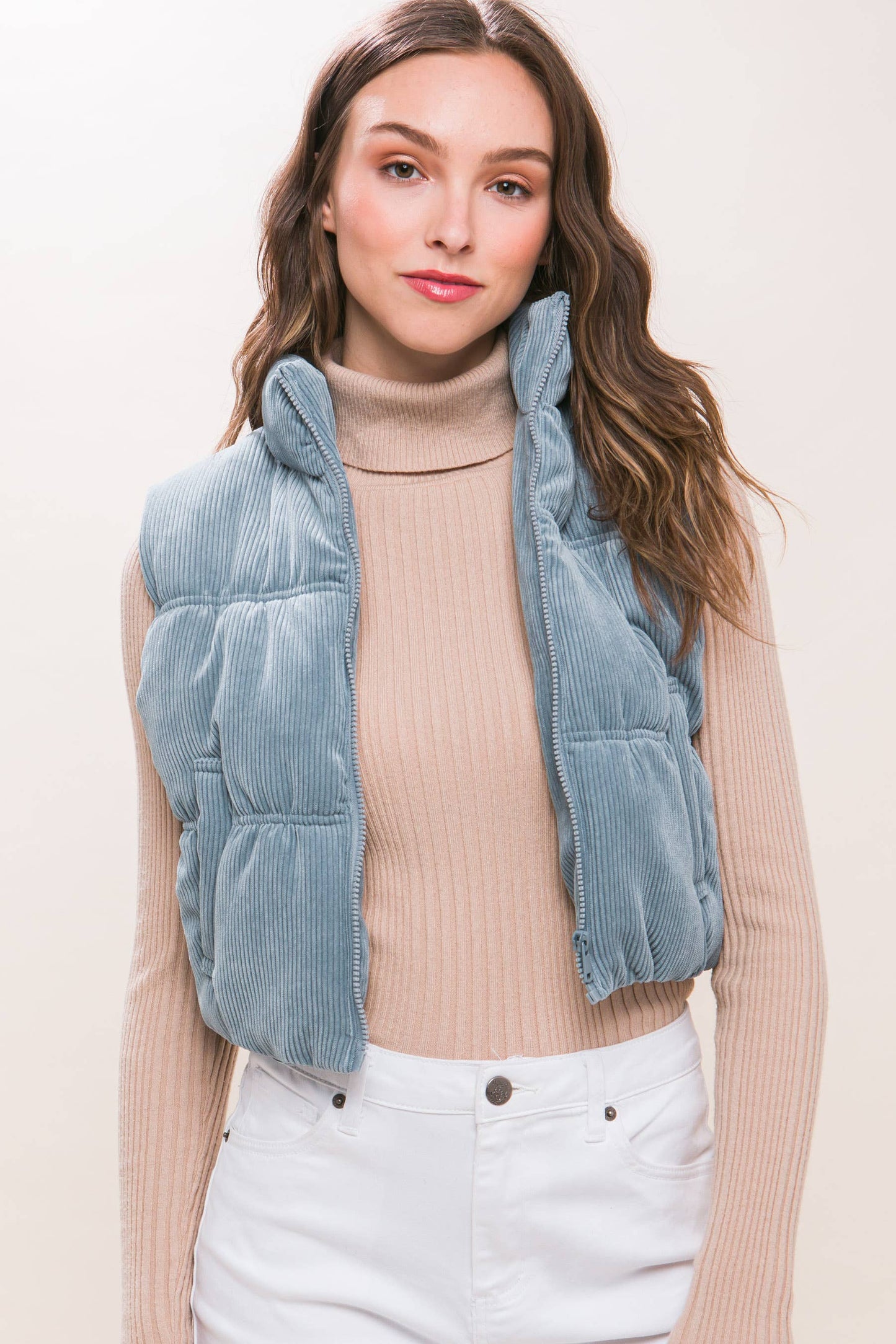 KORA CROPPED CORDUROY PUFFER VEST