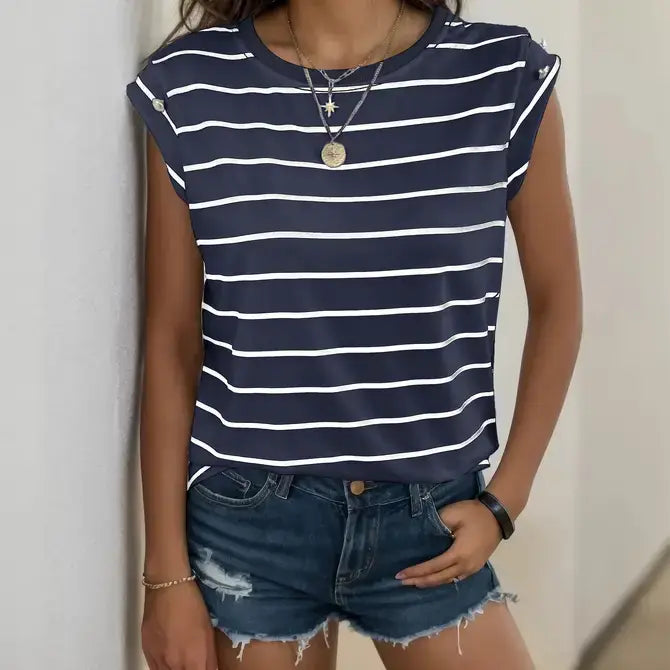 Women's Sleeveless Striped T-shirt