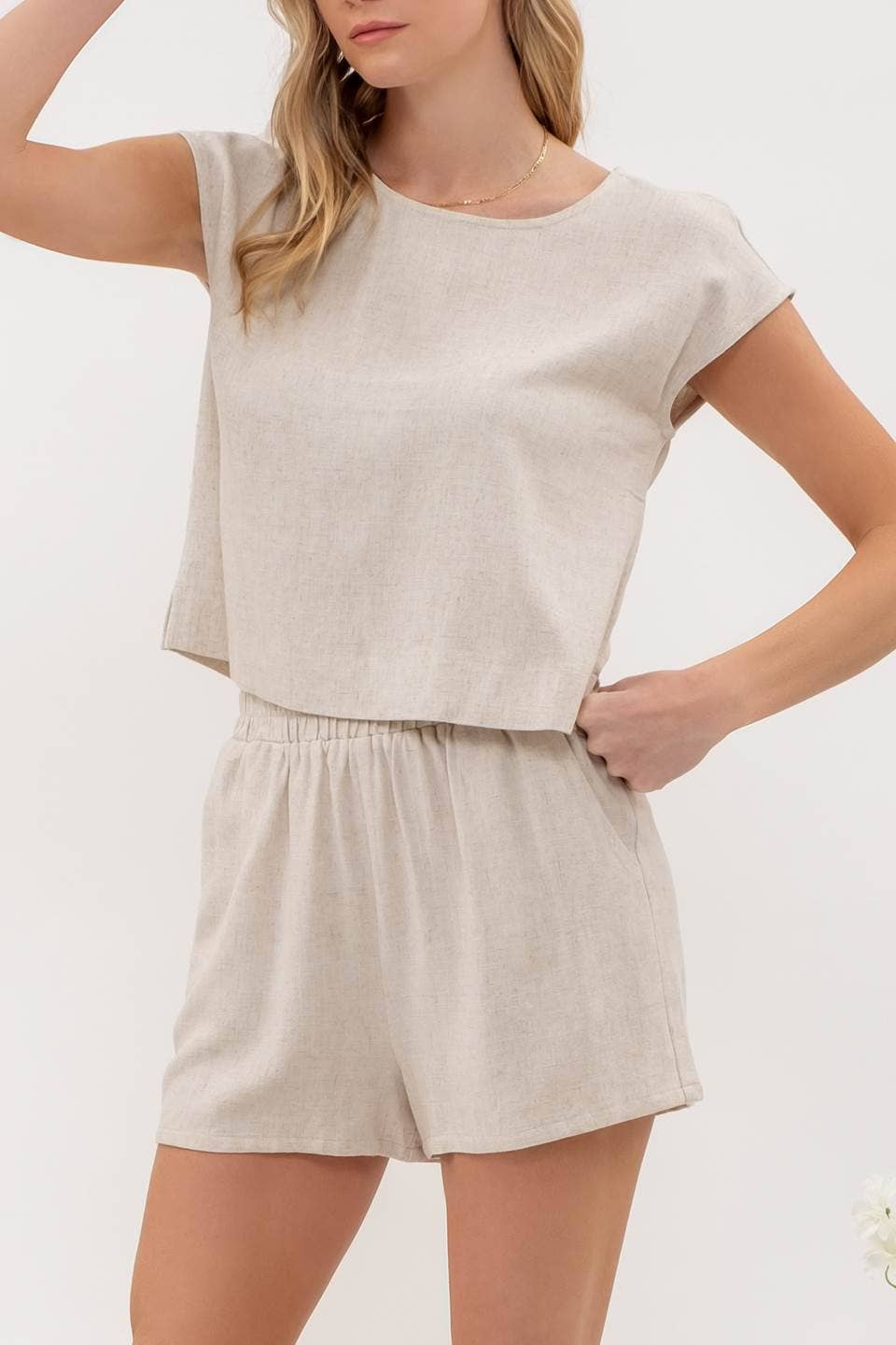 LINEN HIGH WAIST SHORTS