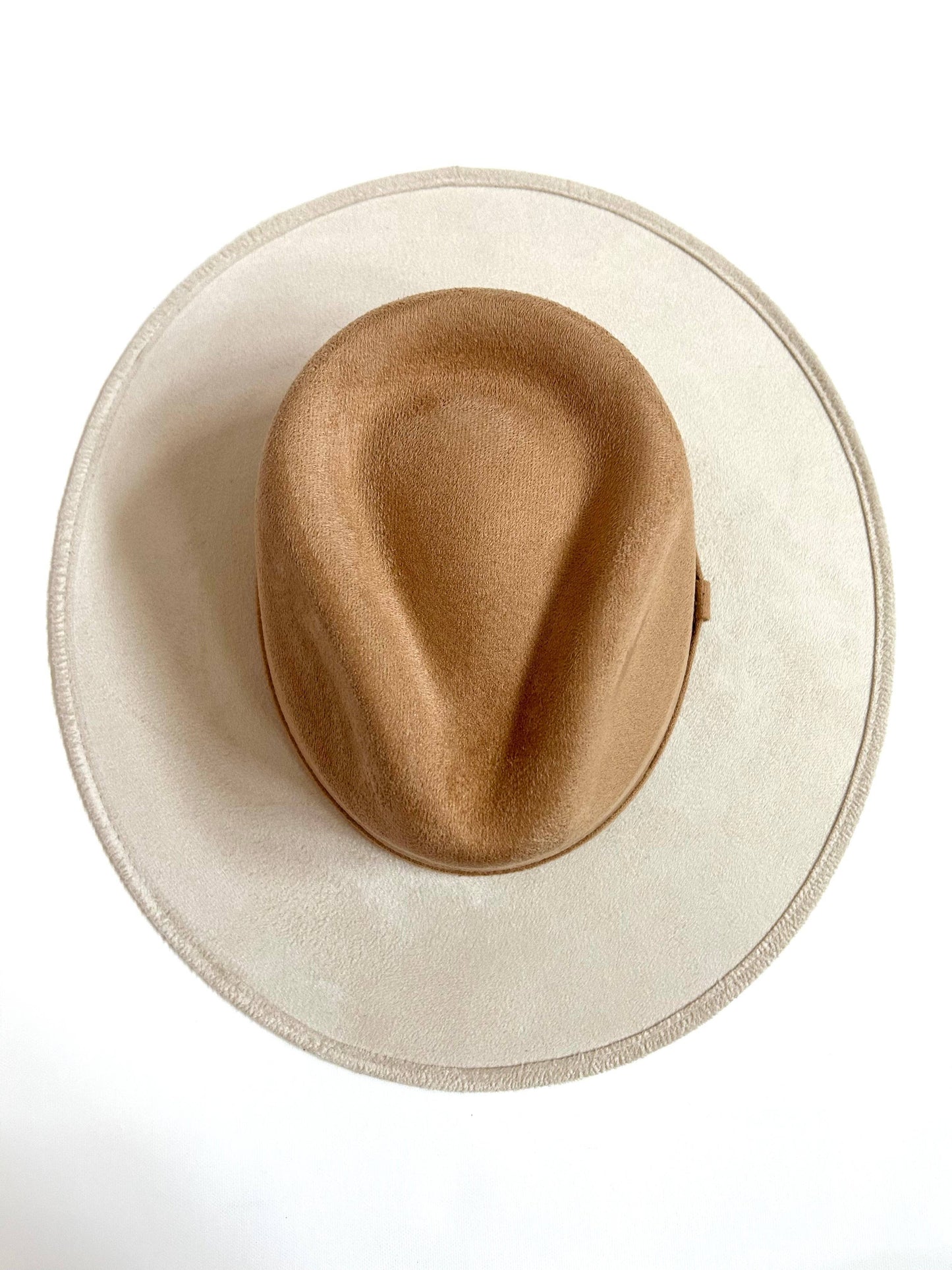 Vegan Suede Rancher Hat - Ivory + Cappuccino