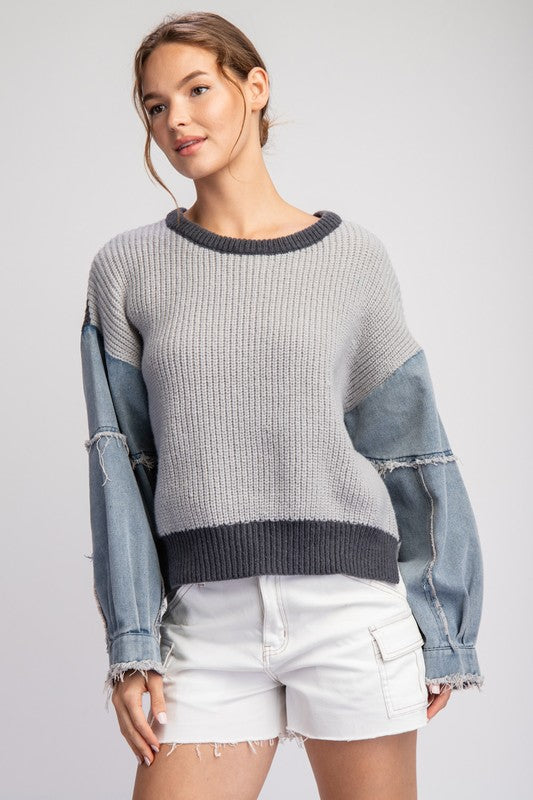 Darby Denim Sleeve Sweater