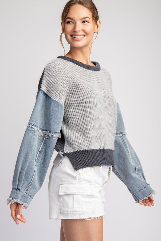 Darby Denim Sleeve Sweater