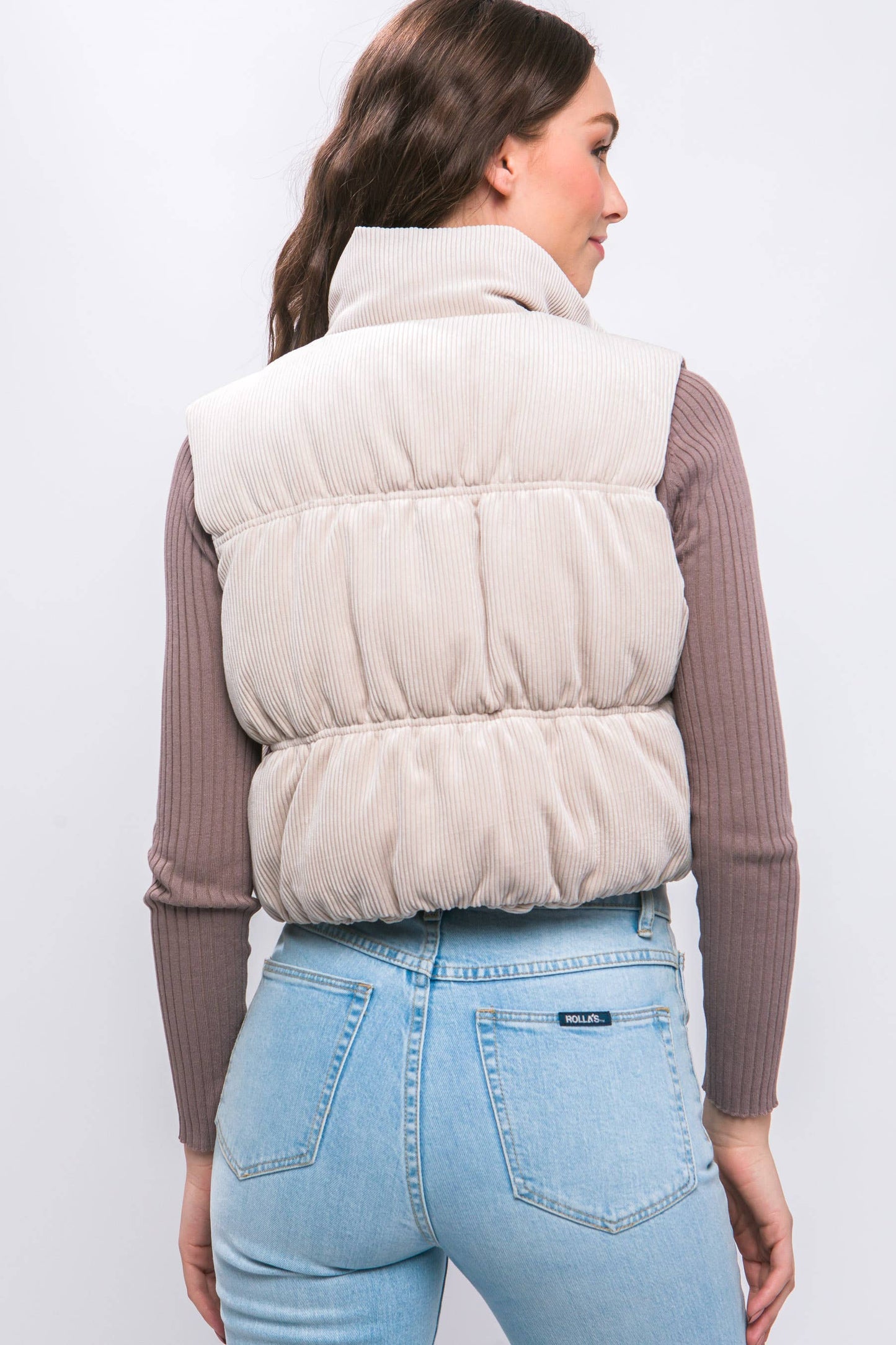 KORA CROPPED CORDUROY PUFFER VEST