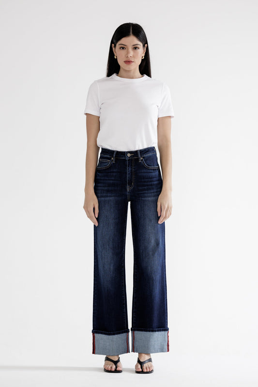 MALLORY WIDE LEG CUFF MICA JEAN