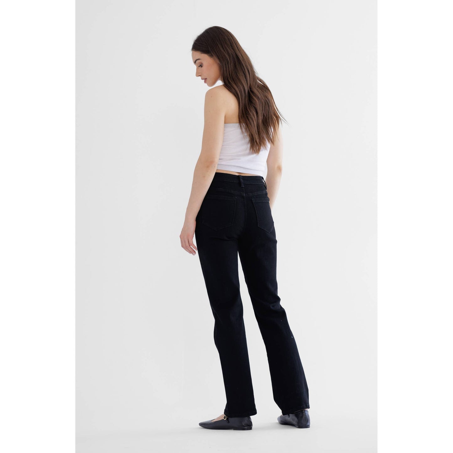 MICA MISTI BLACK HIGH RISE STRAIGHT LEG JEANS