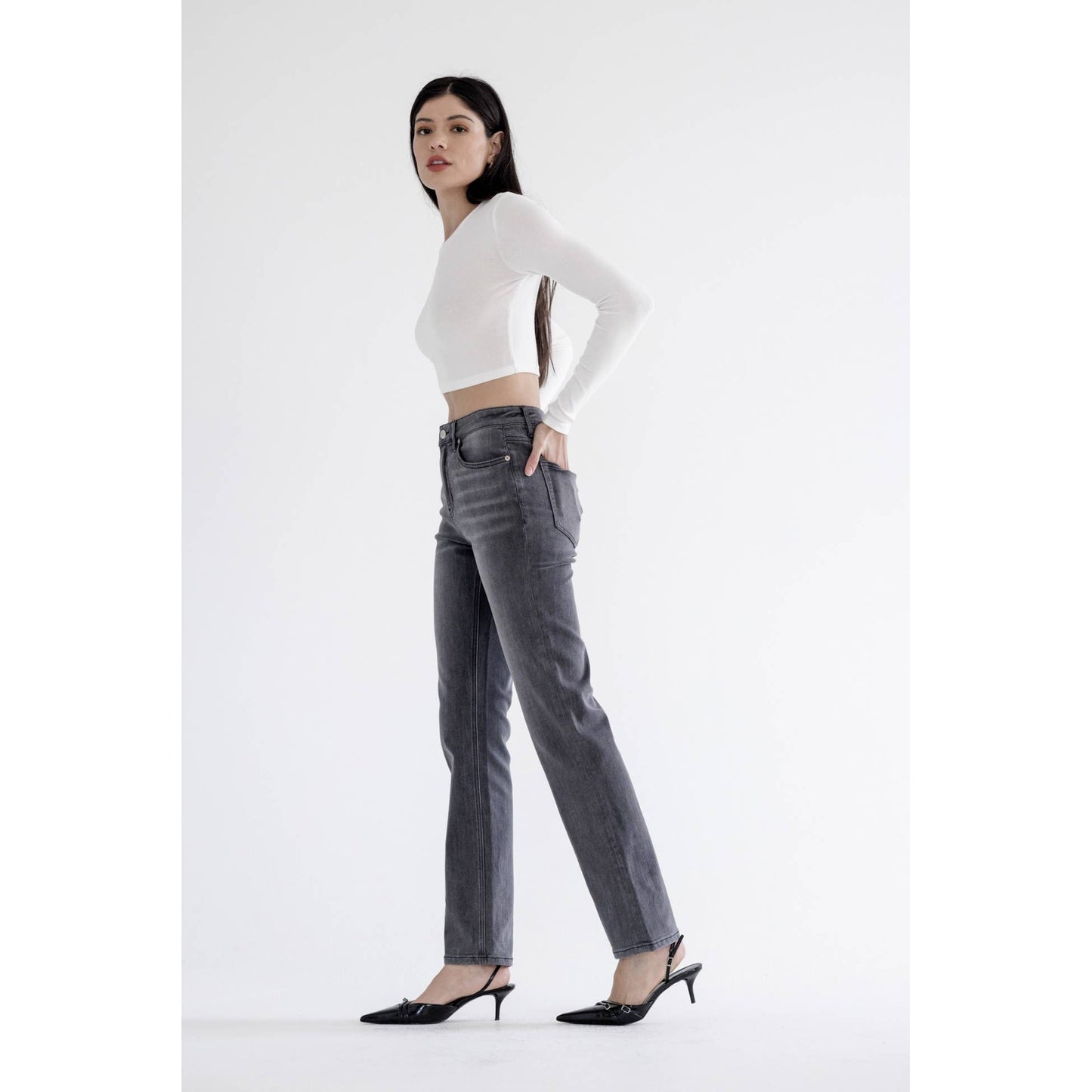 MICA MIKALYA HIGH RISE STRAIGHT LEG JEANS