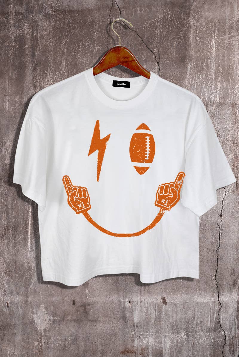 Football Smiley Face Crop Tee