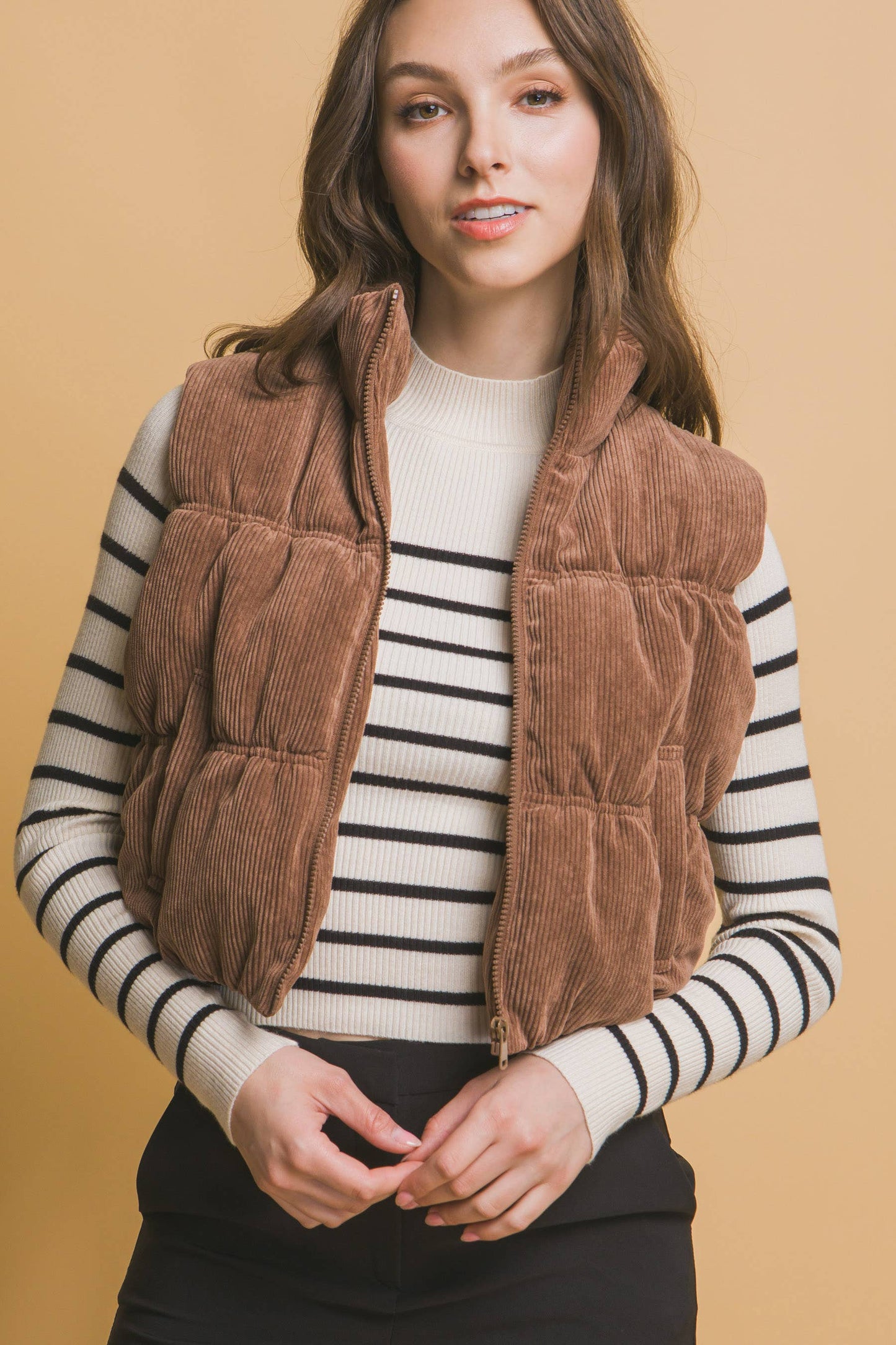 KORA CROPPED CORDUROY PUFFER VEST