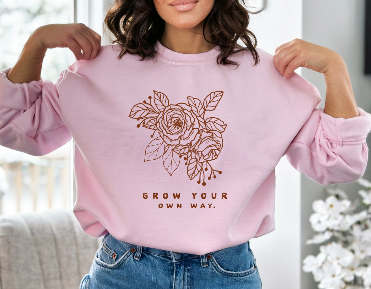 Grow Your Own Way Pink Crewneck