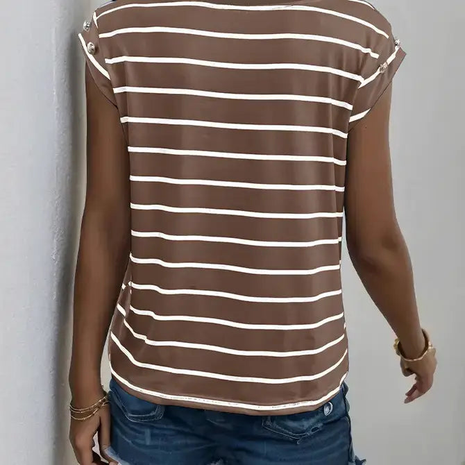 Women's Sleeveless Striped T-shirt