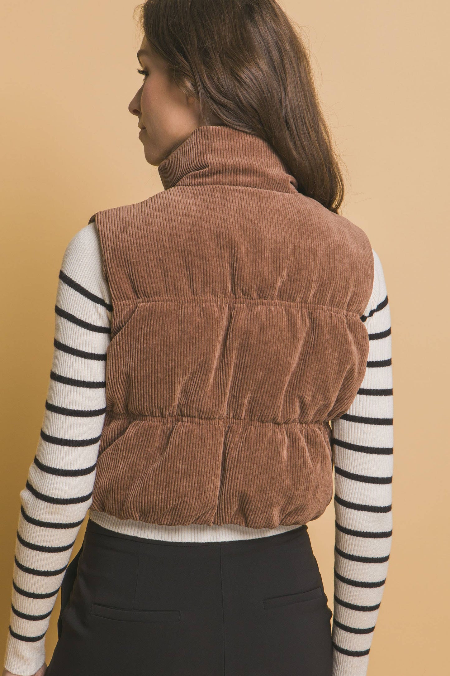 KORA CROPPED CORDUROY PUFFER VEST