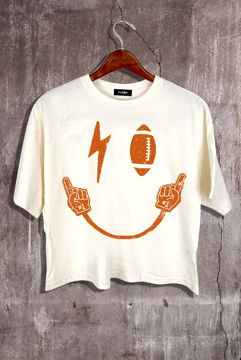 Football Smiley Face Crop Tee