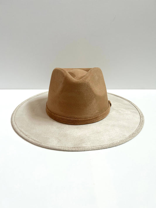 Vegan Suede Rancher Hat - Ivory + Cappuccino