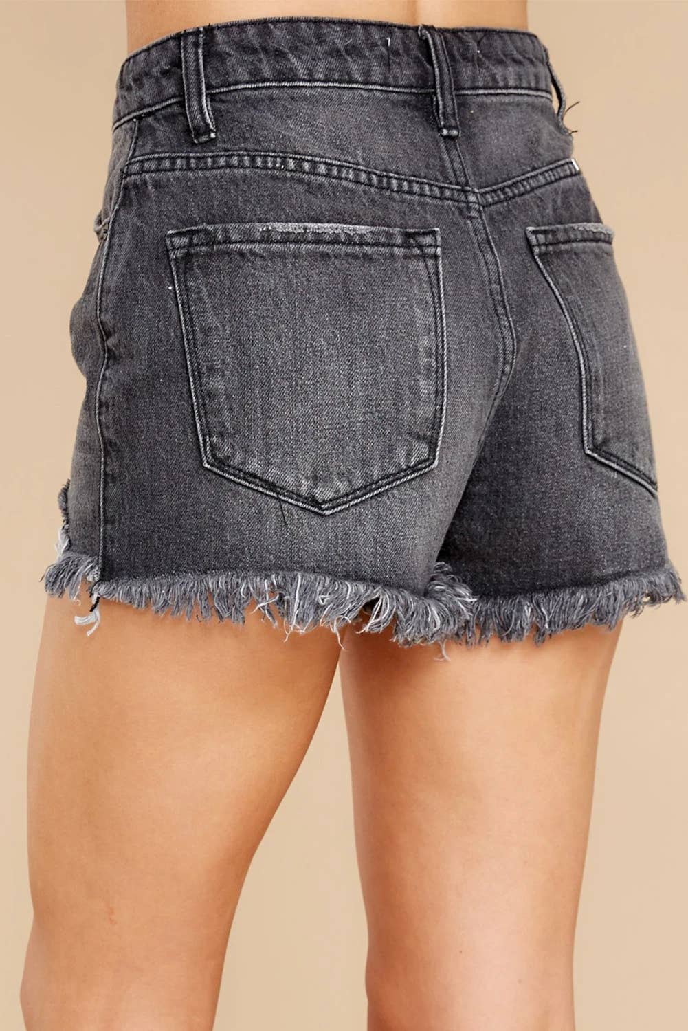 White Distressed Frayed Denim Shorts