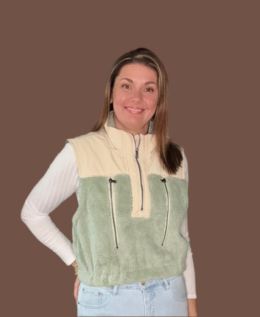 Fiona Faux Shearling Half-Zip Vest