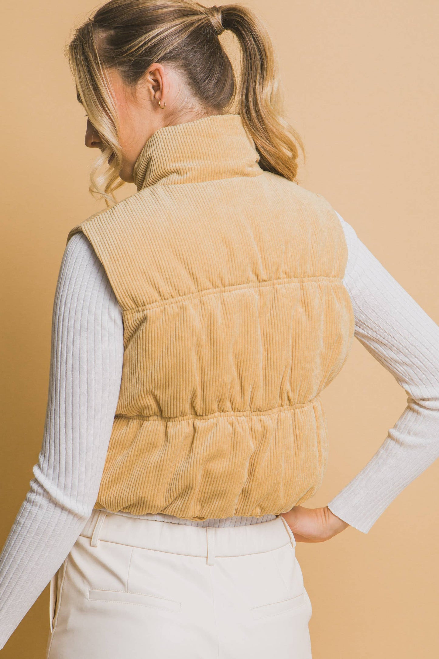 KORA CROPPED CORDUROY PUFFER VEST