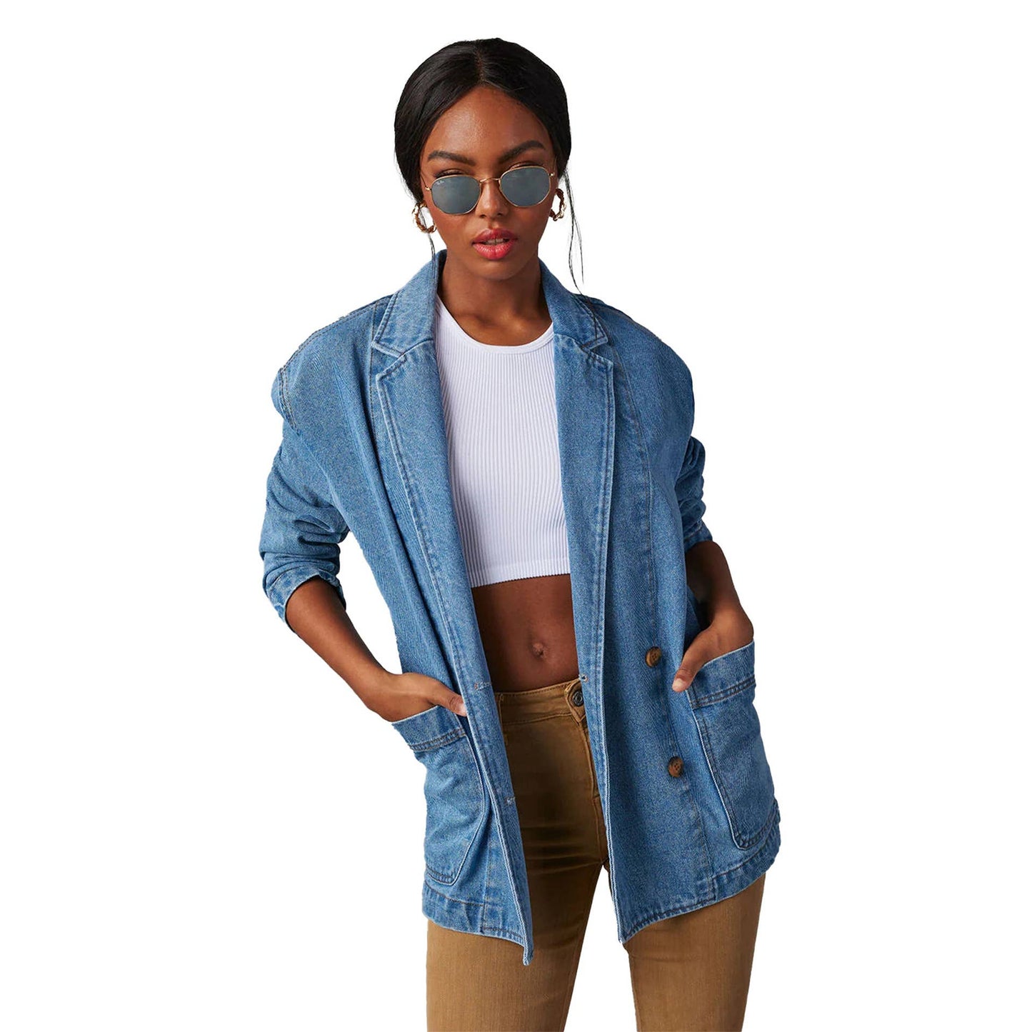 ARDETH VINTAGE WASHED DENIM BLAZER