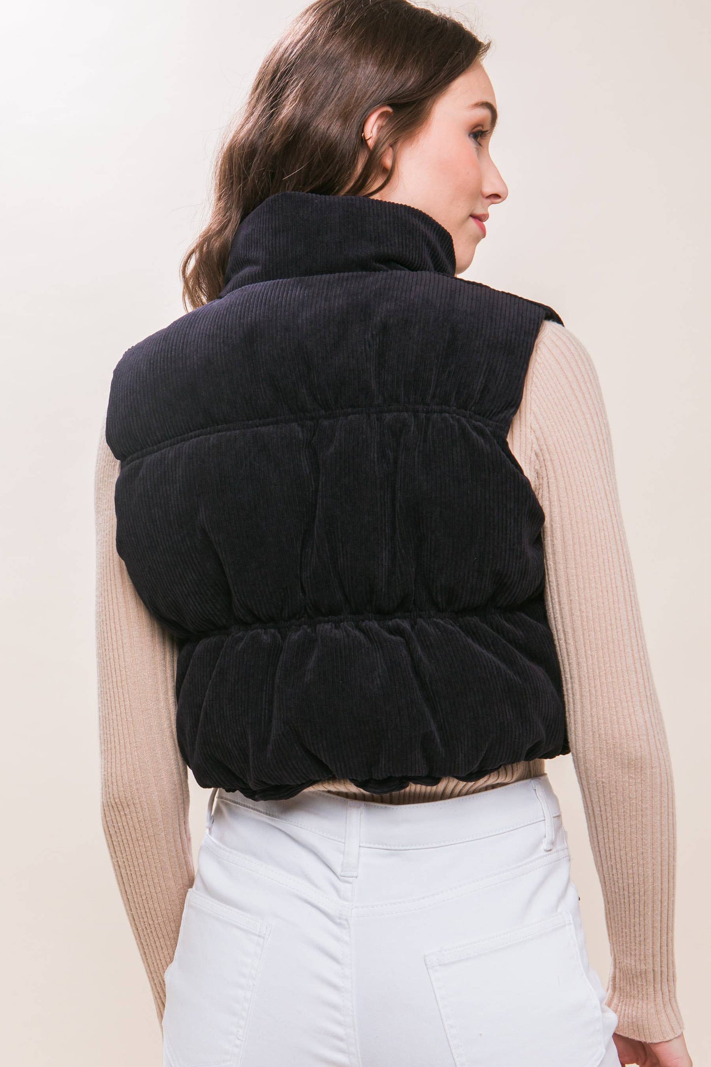 KORA CROPPED CORDUROY PUFFER VEST