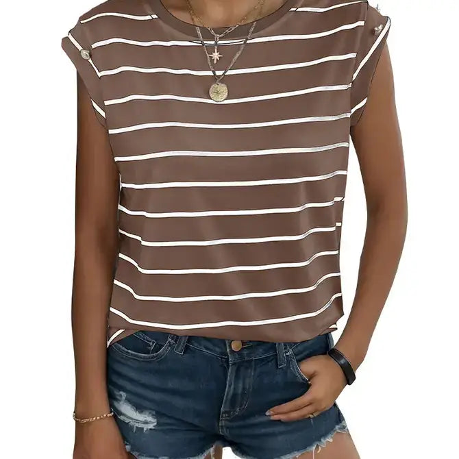 Women's Sleeveless Striped T-shirt