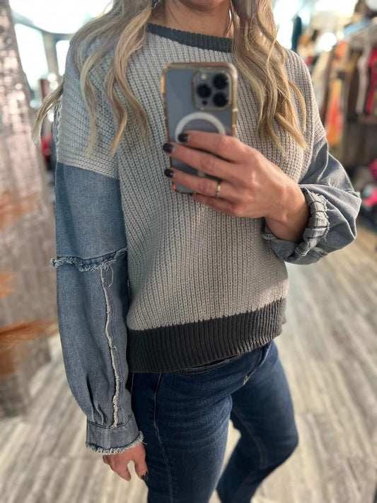 Darby Denim Sleeve Sweater