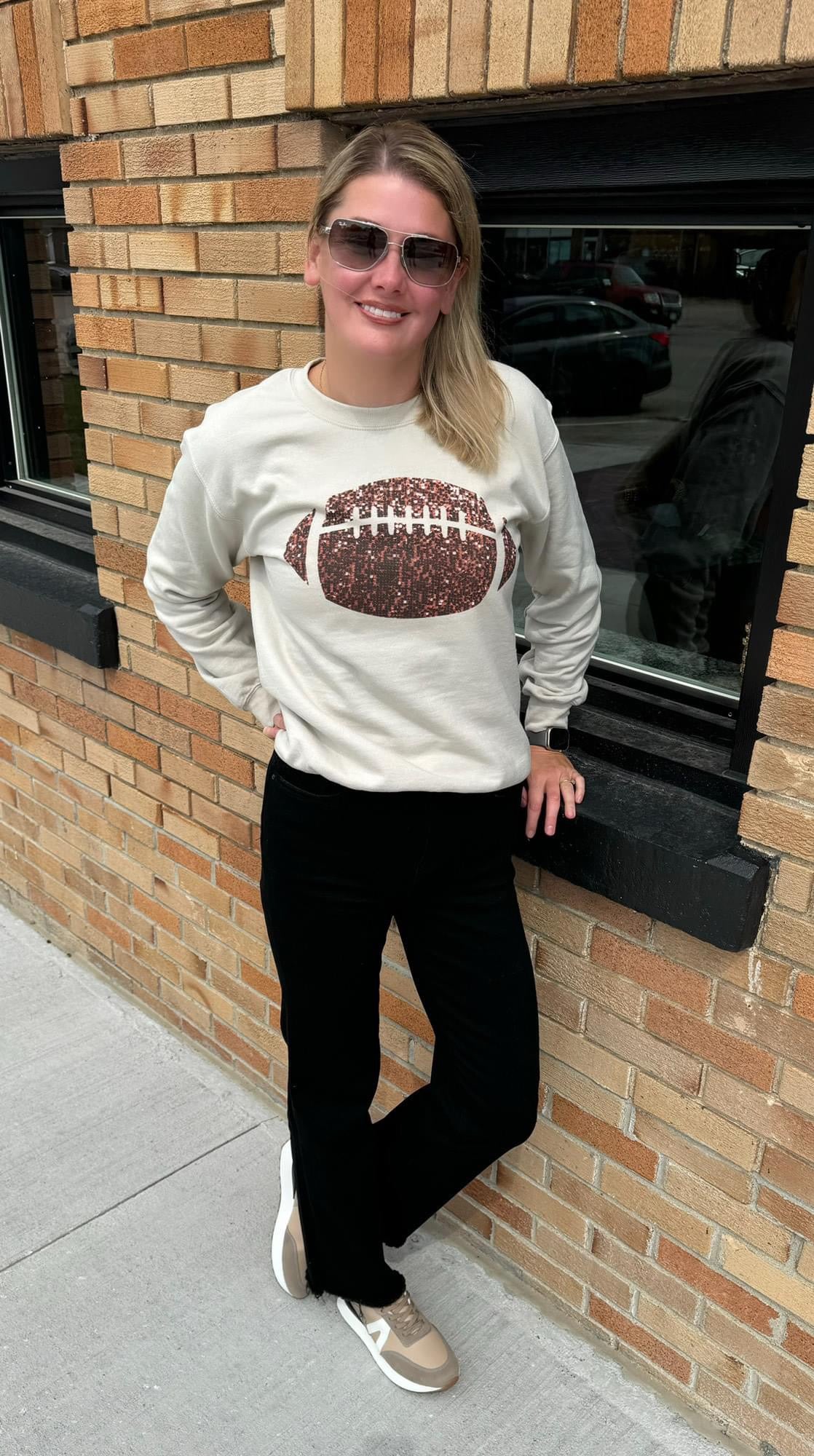 Lexi Faux Sequin Football Sweatshirt