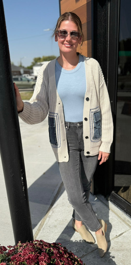 Mabel Denim Pocket Cardigan