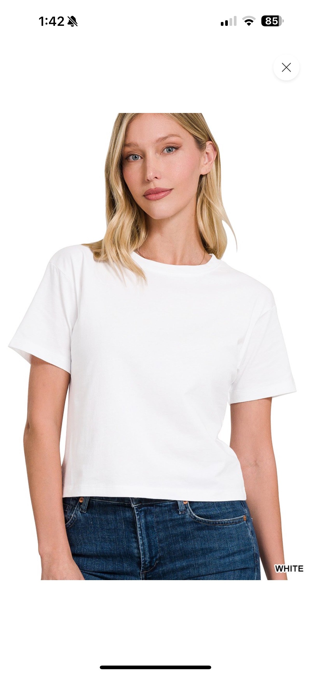 ZENANA COTTON CREW NECK SHORT SLEEVE CROPPED T-SHIRT