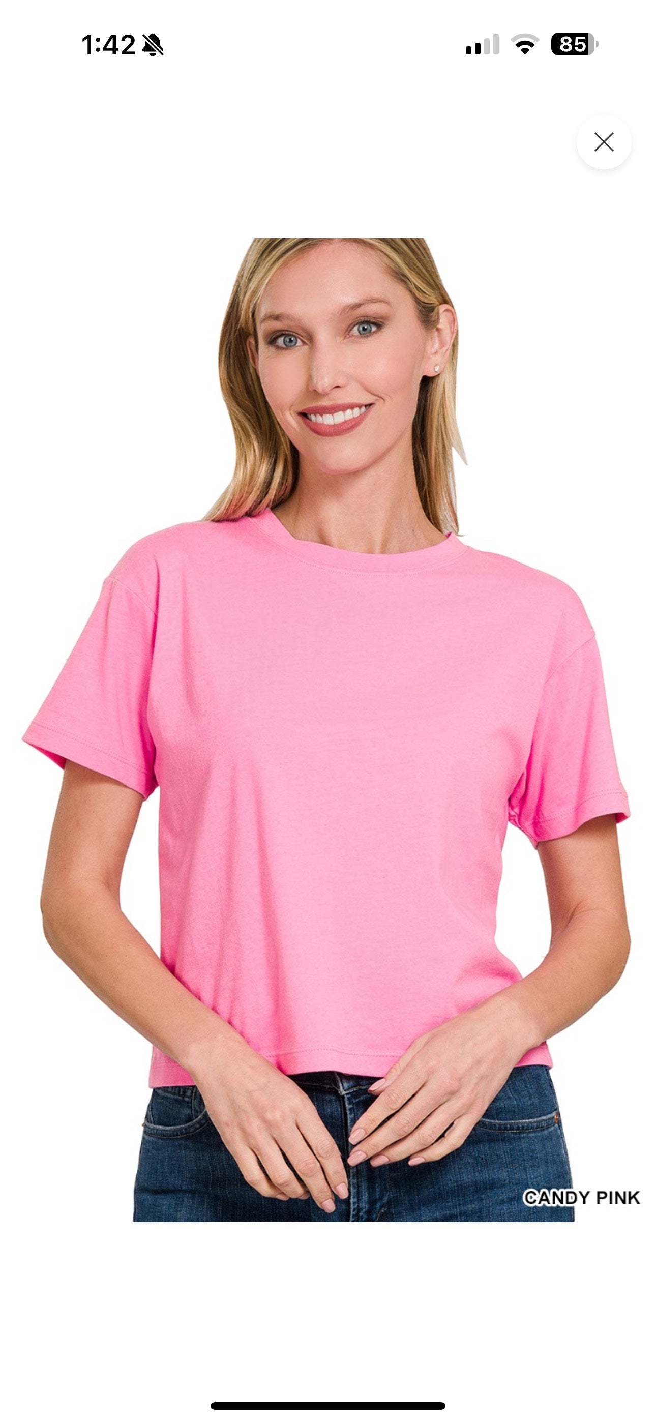 ZENANA COTTON CREW NECK SHORT SLEEVE CROPPED T-SHIRT