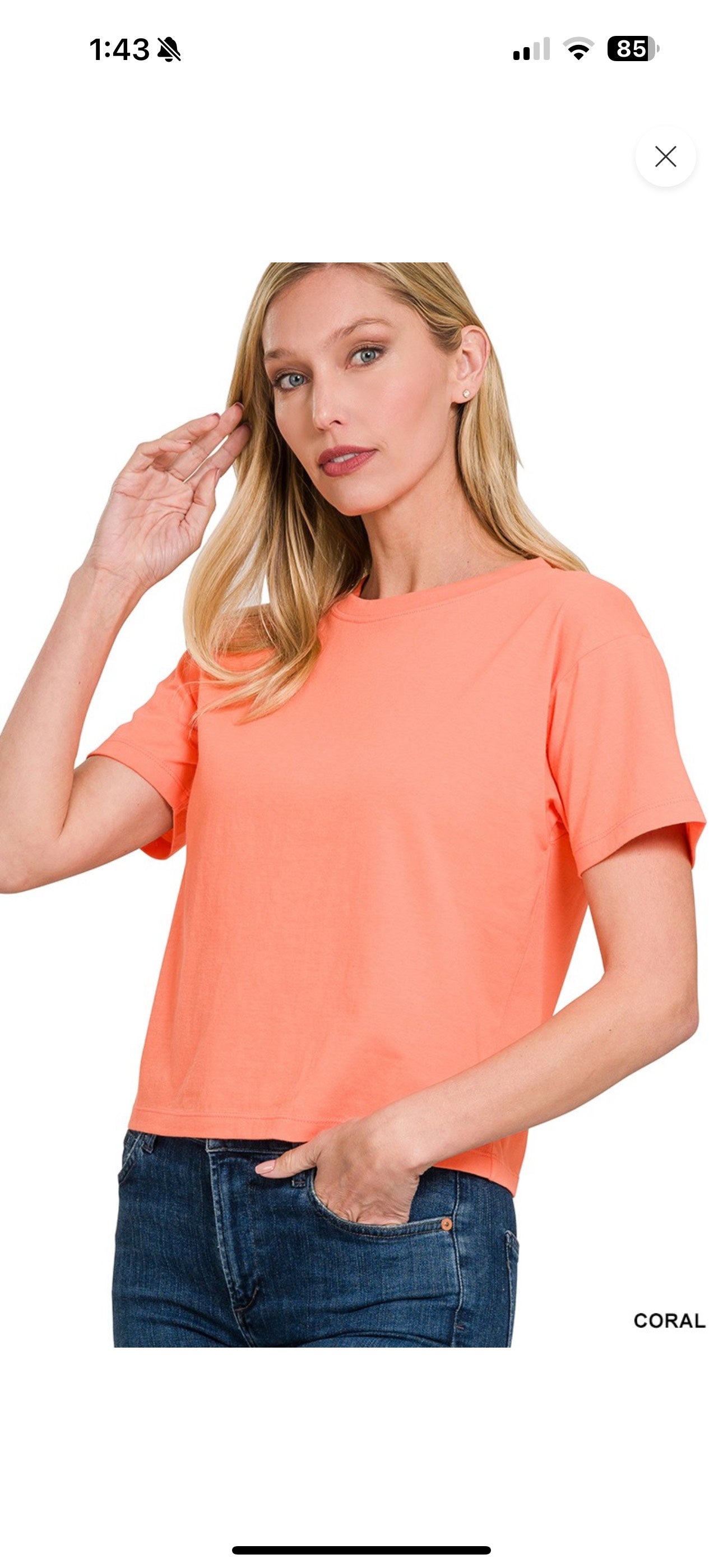 ZENANA COTTON CREW NECK SHORT SLEEVE CROPPED T-SHIRT