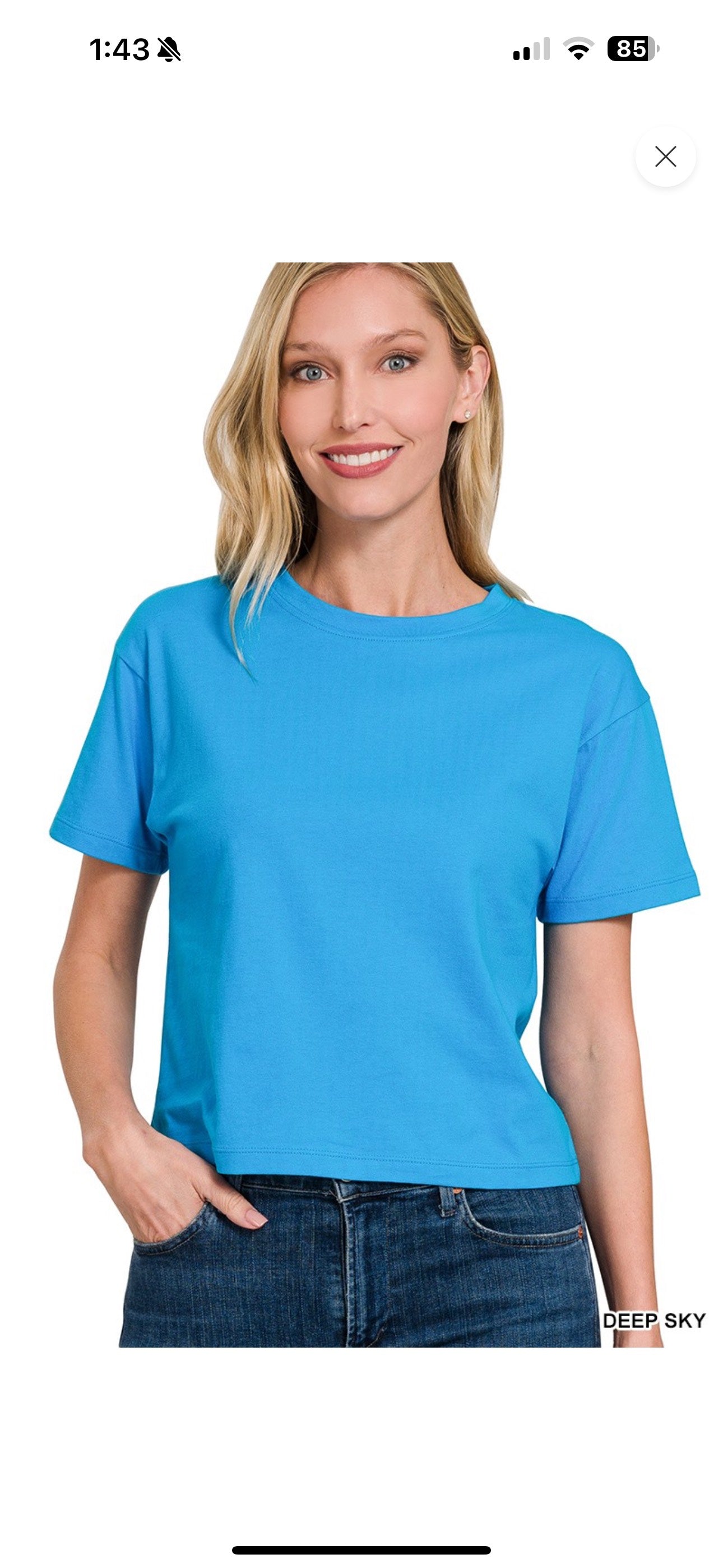 ZENANA COTTON CREW NECK SHORT SLEEVE CROPPED T-SHIRT