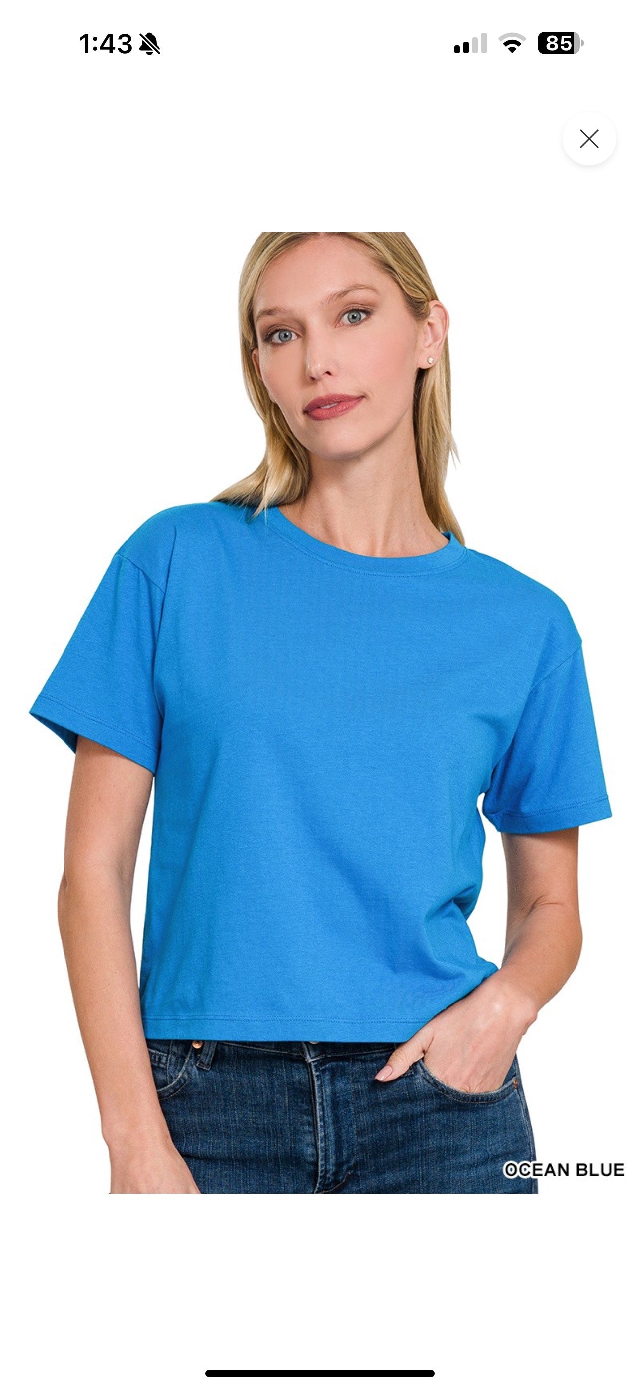 ZENANA COTTON CREW NECK SHORT SLEEVE CROPPED T-SHIRT