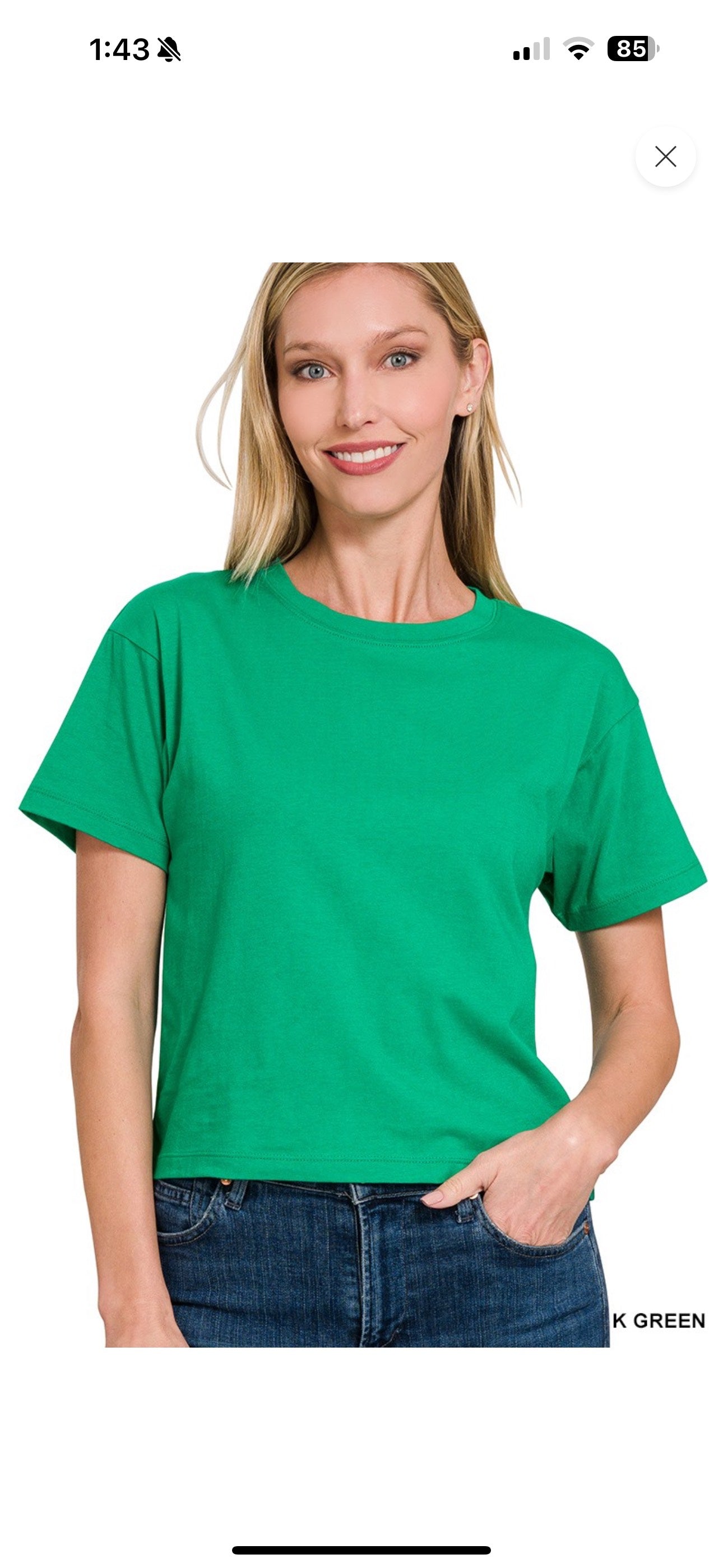 ZENANA COTTON CREW NECK SHORT SLEEVE CROPPED T-SHIRT