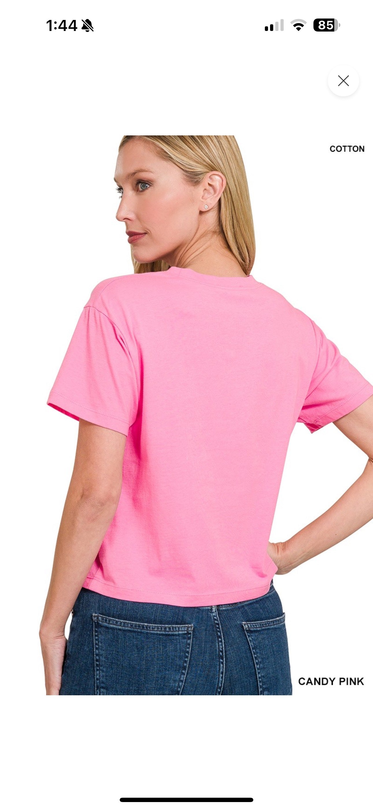 ZENANA COTTON CREW NECK SHORT SLEEVE CROPPED T-SHIRT