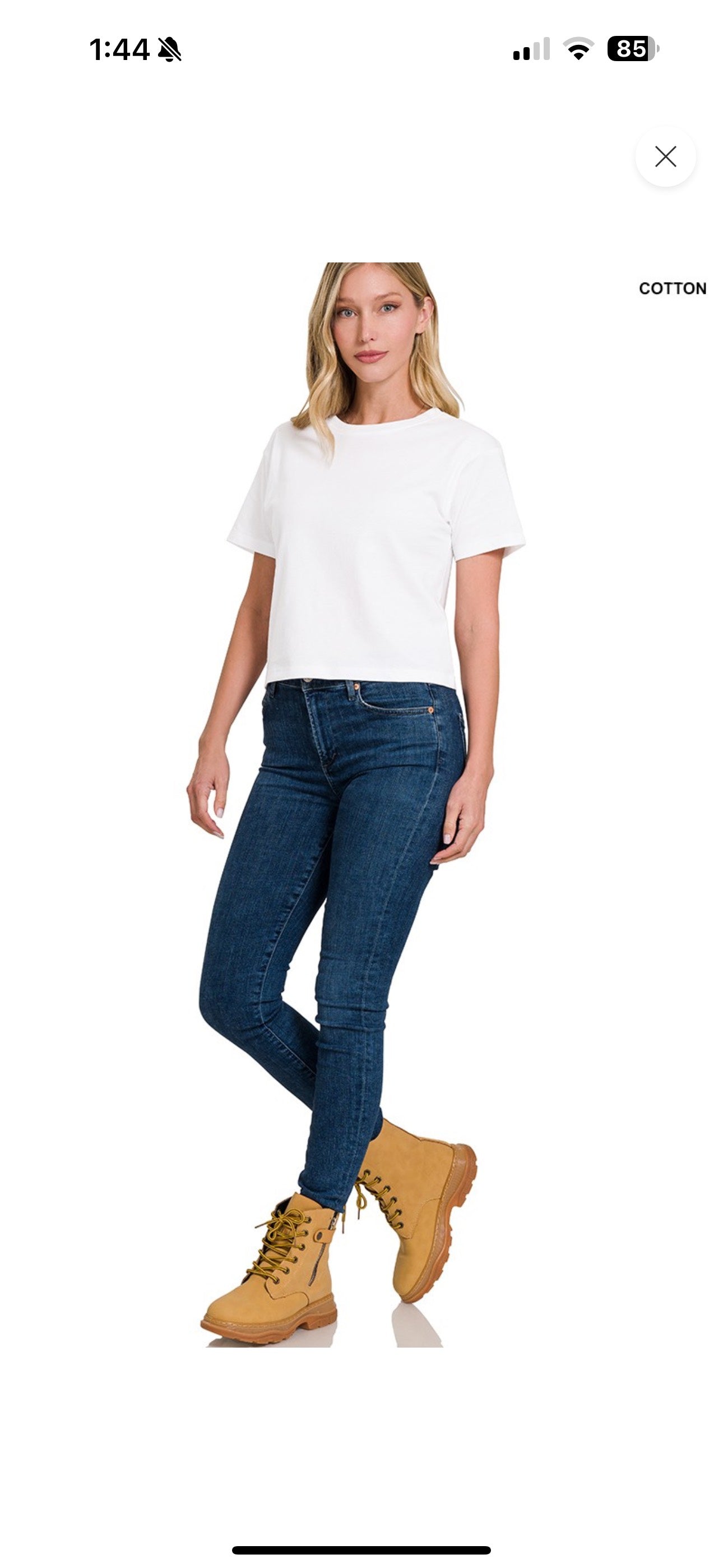 ZENANA COTTON CREW NECK SHORT SLEEVE CROPPED T-SHIRT