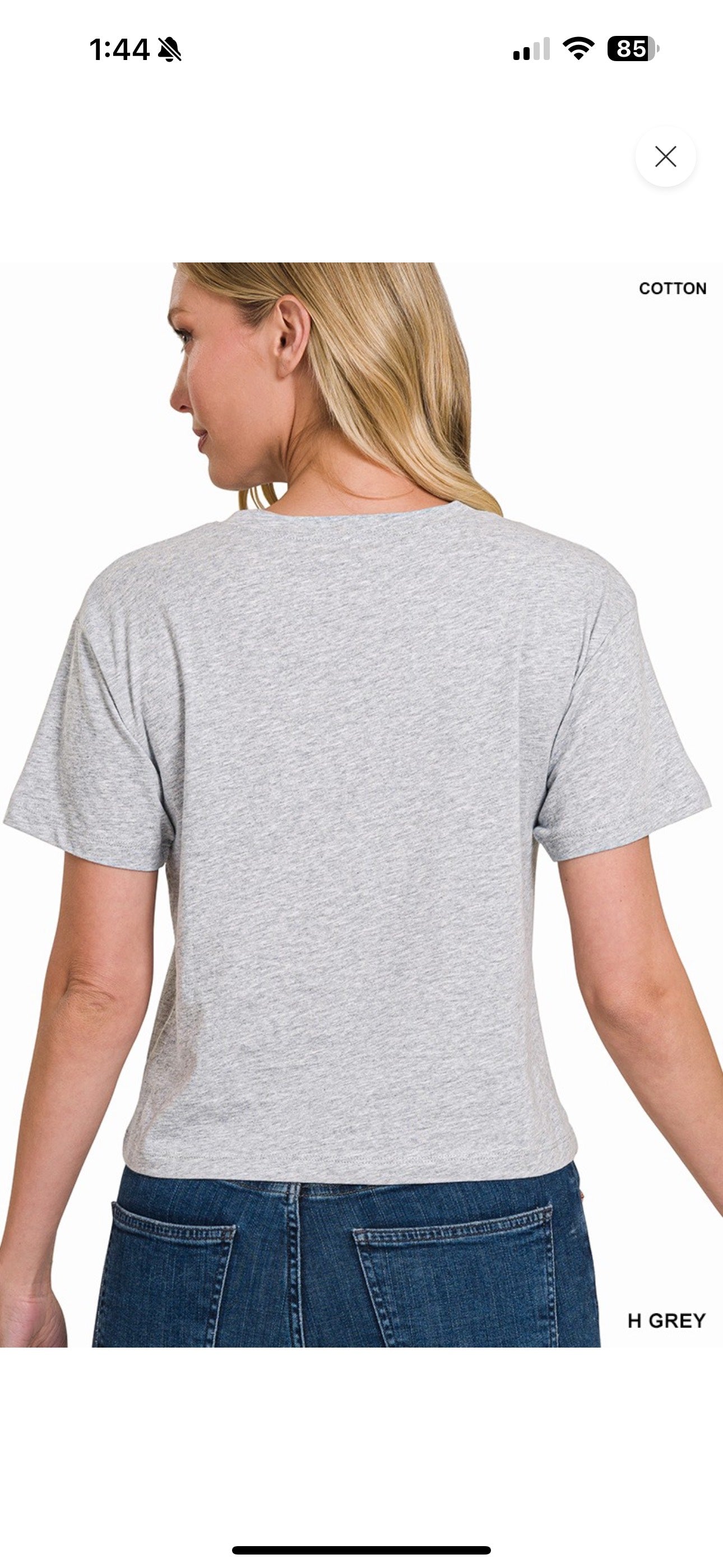 ZENANA COTTON CREW NECK SHORT SLEEVE CROPPED T-SHIRT