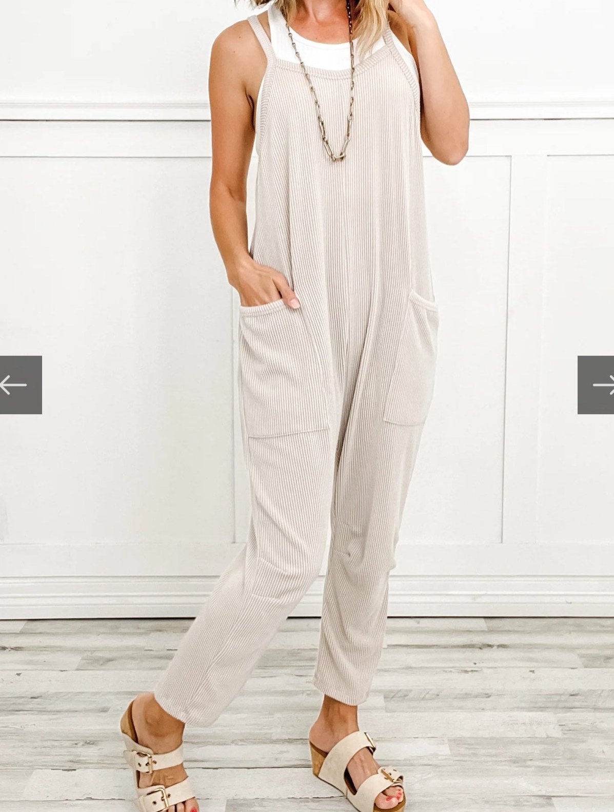 Ribbed Sleeveless Jumpsuit with Pockets