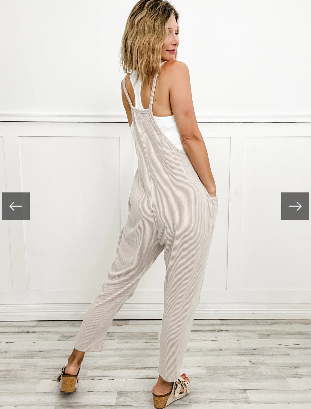 Ribbed Sleeveless Jumpsuit with Pockets