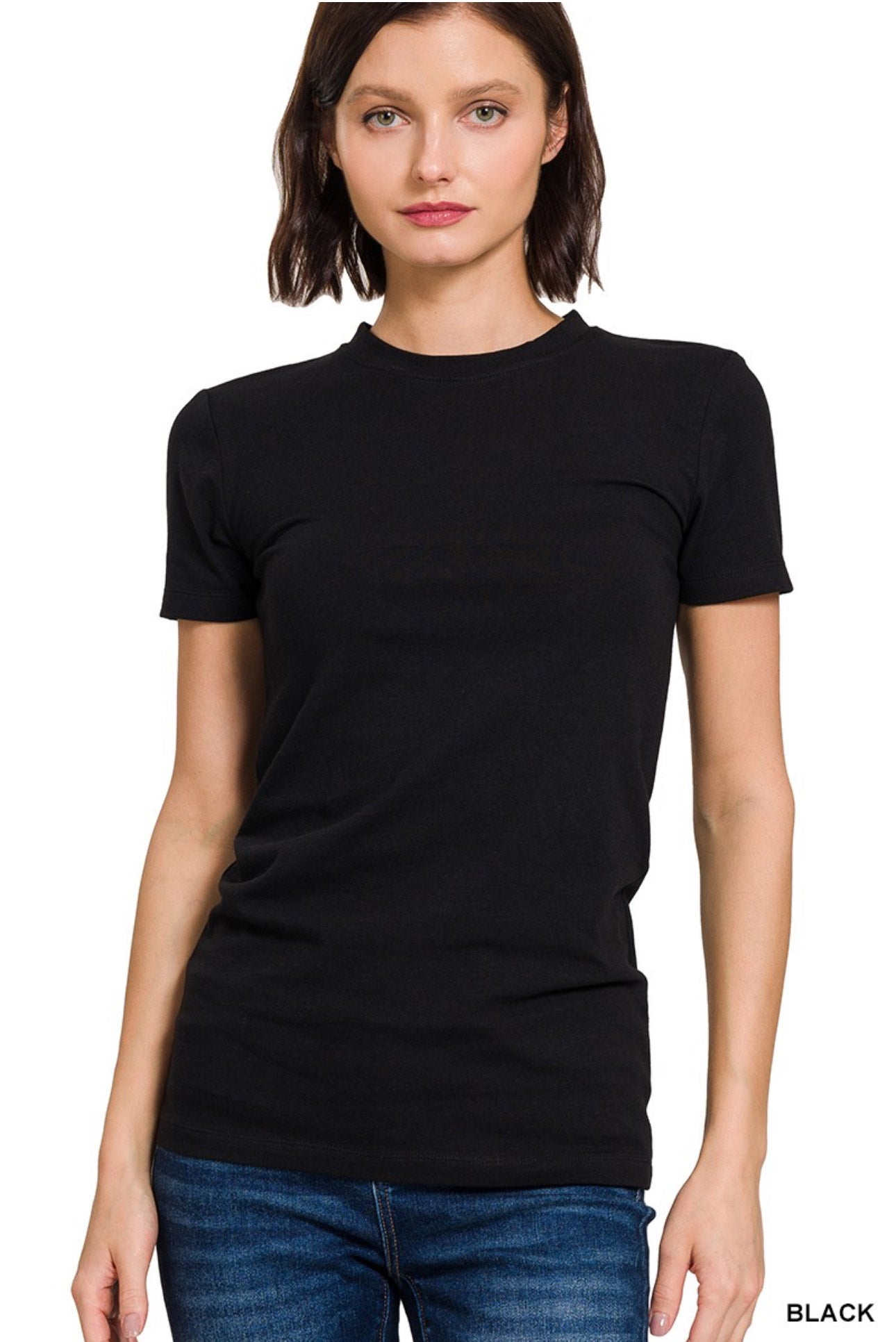 Zenana Basic Cotton Crew Short Sleeve