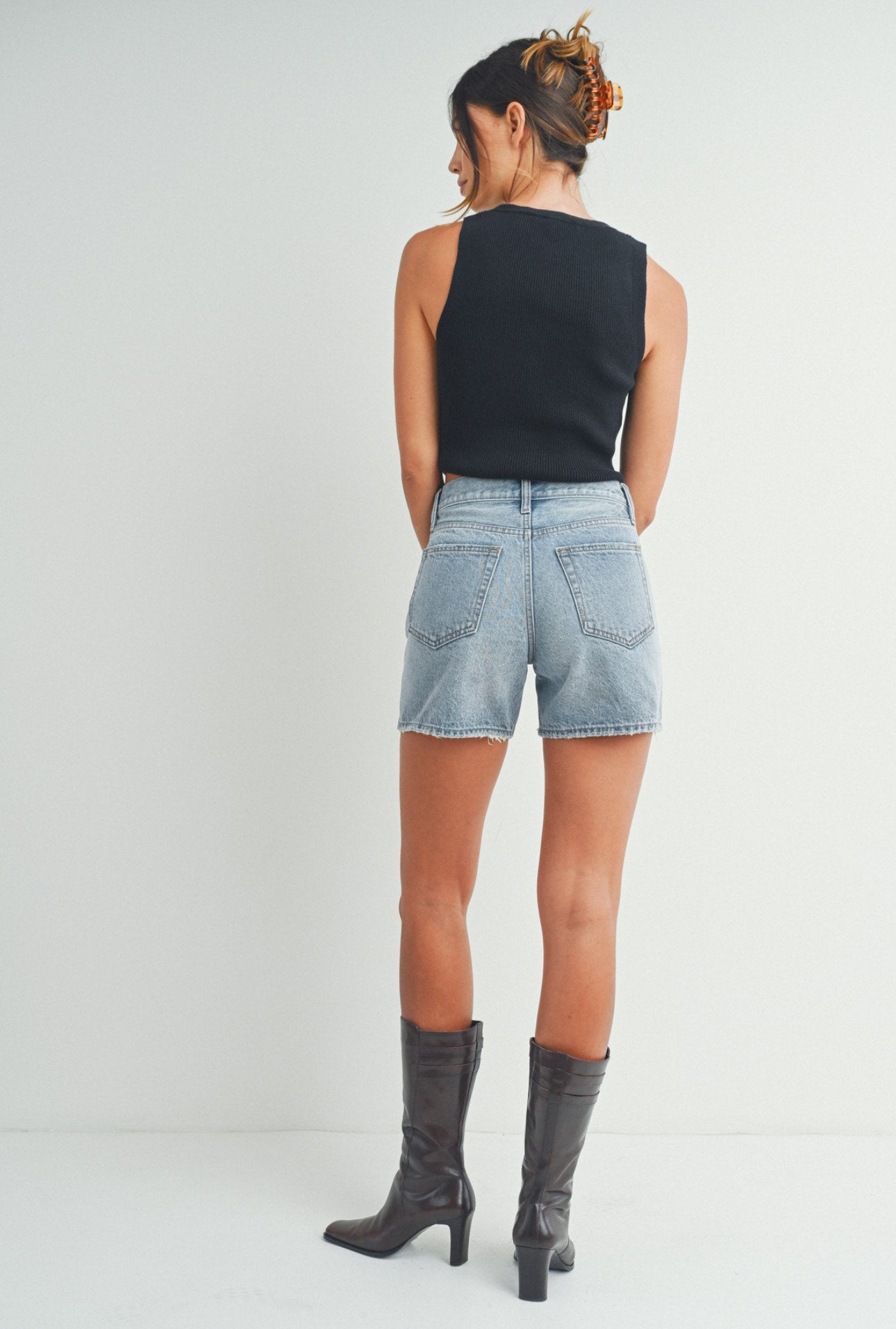 Light Denim High Rise Shorts