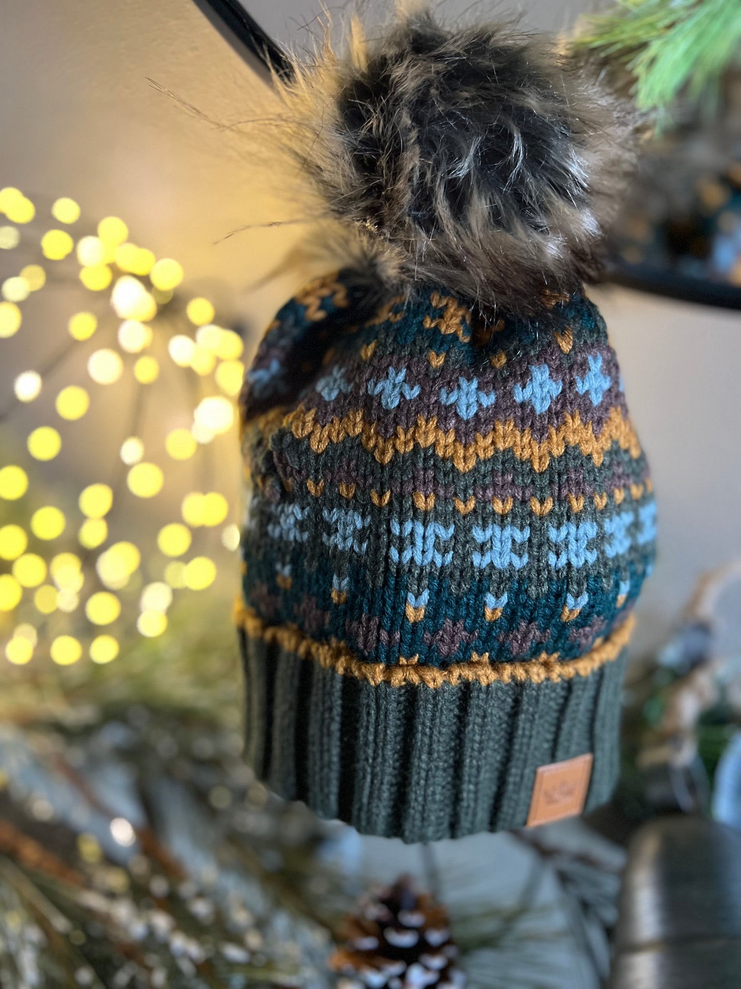 Patterned Pom Hat