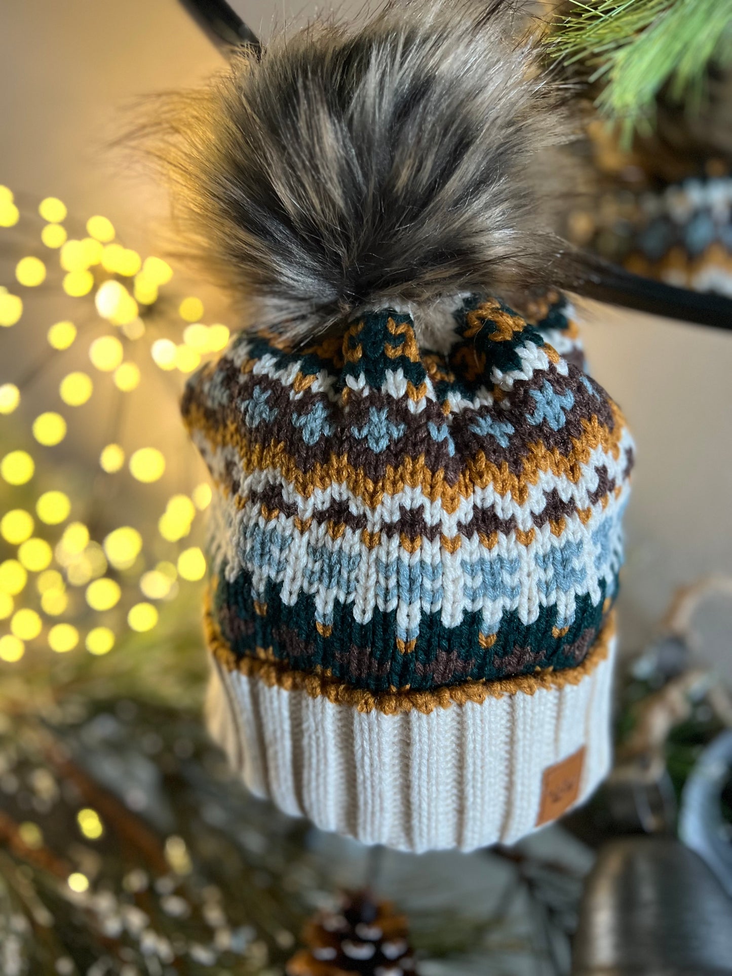 Patterned Pom Hat