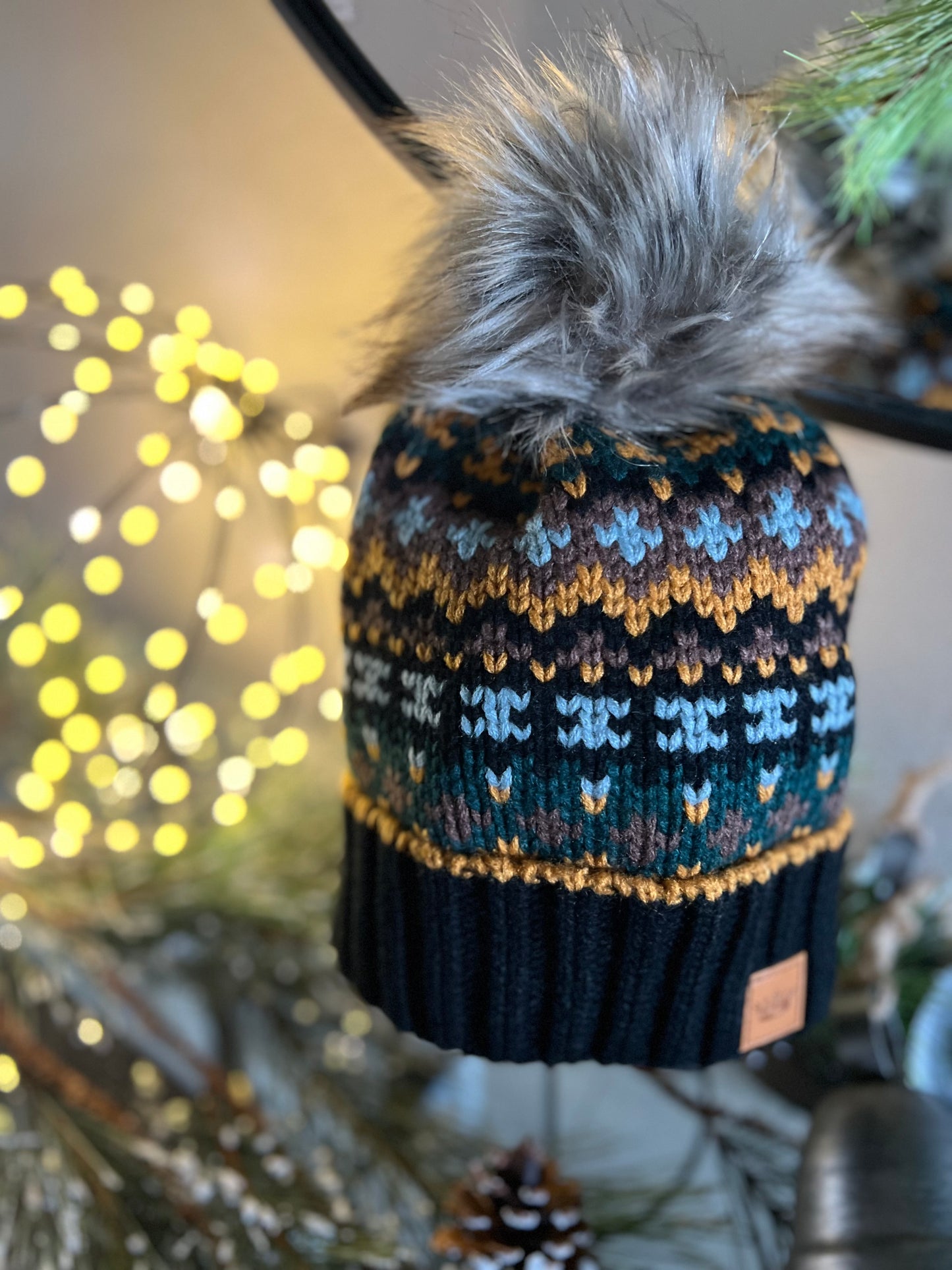 Patterned Pom Hat