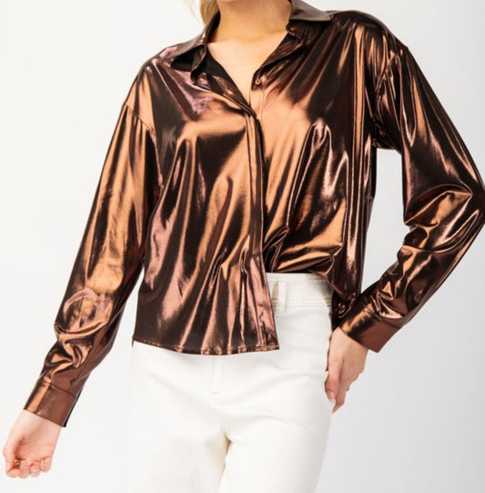 CALLIOPE METALLIC LONG SLEEVE TOP