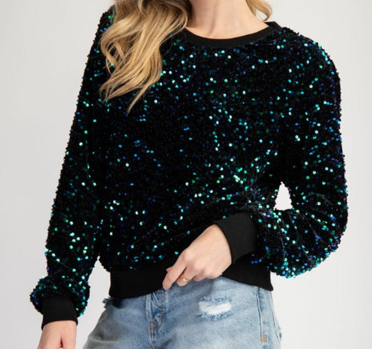 AURELIA SEQUIN LONG SLEEVE TOP