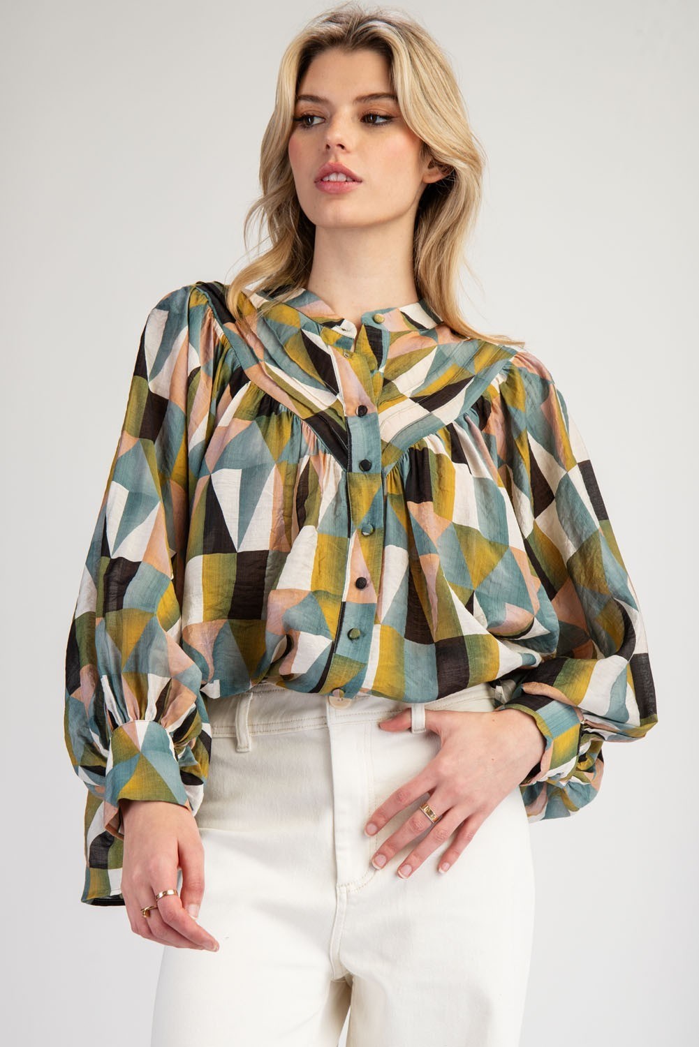 ARTEMIS GEOMETRIC LONG SLEEVE TOP