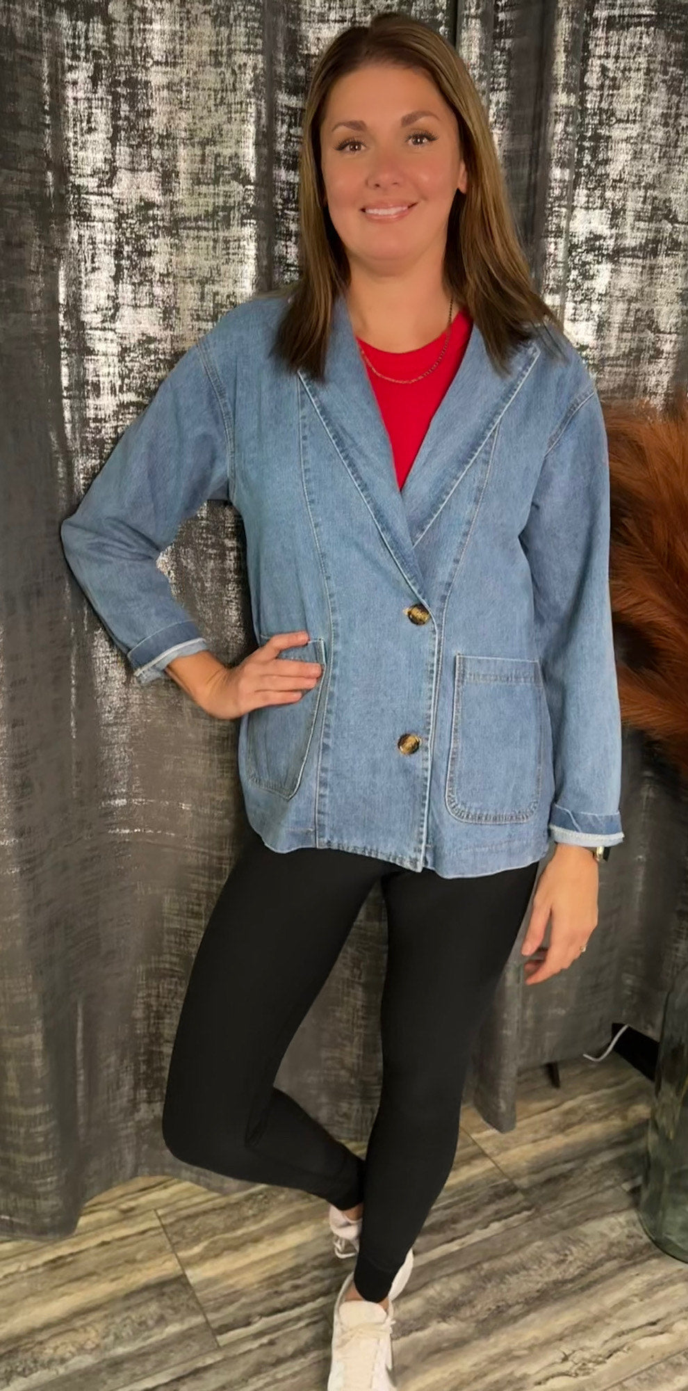 ARDETH VINTAGE WASHED DENIM BLAZER