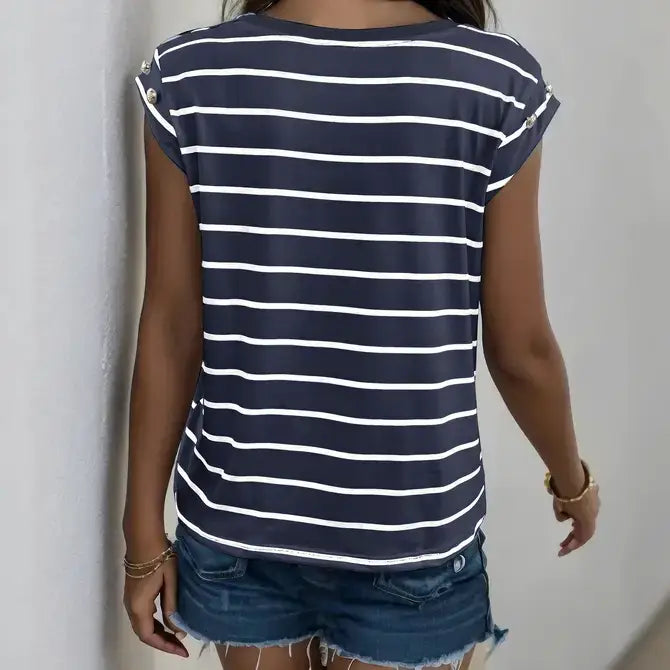 Women's Sleeveless Striped T-shirt